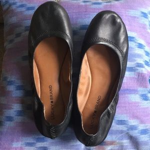 Lucky Brand black leather ballet flats, size 8.5/9